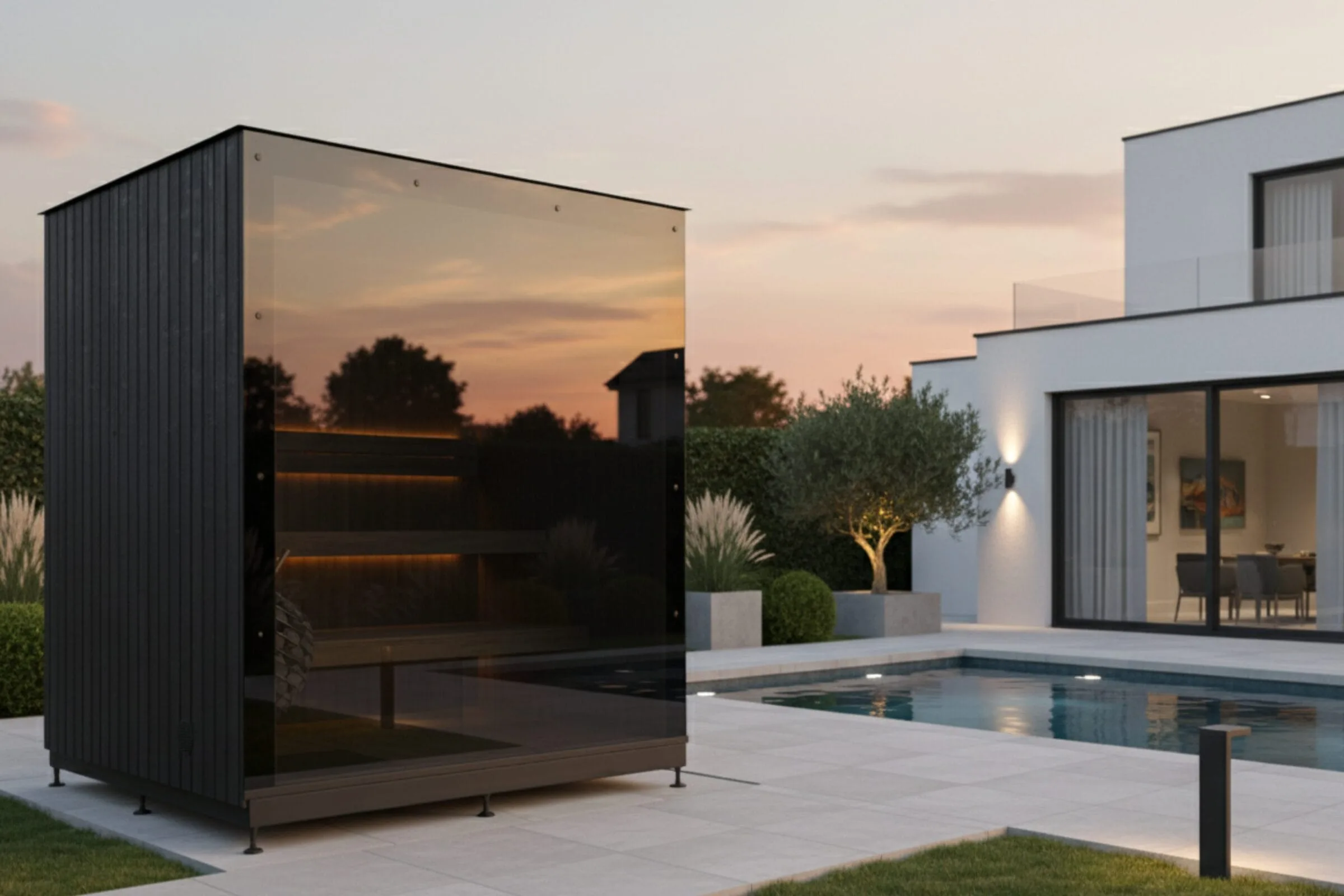 Signature Sauna, panoramic glass front