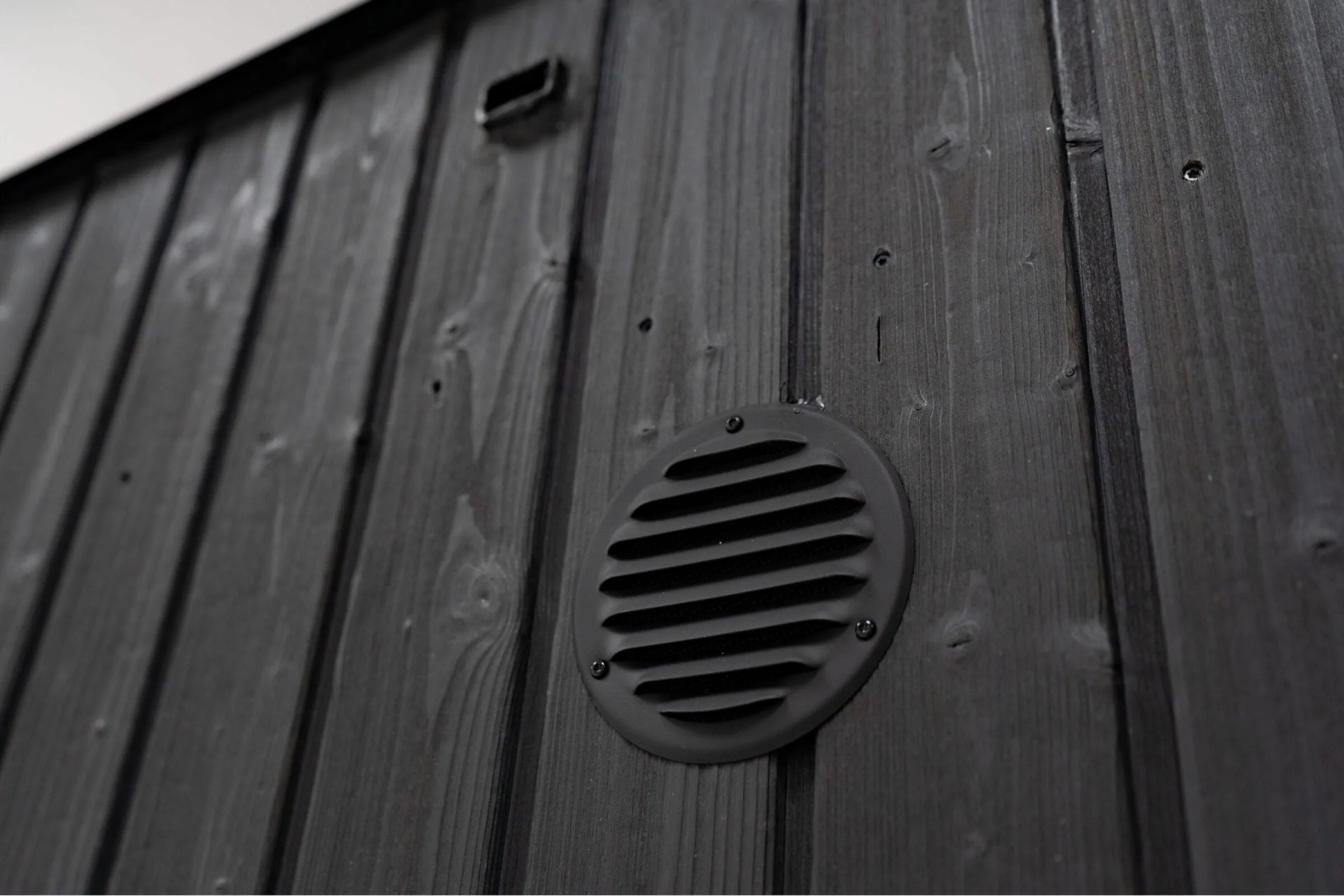 Signature Sauna burnt wood clad exterior with drains